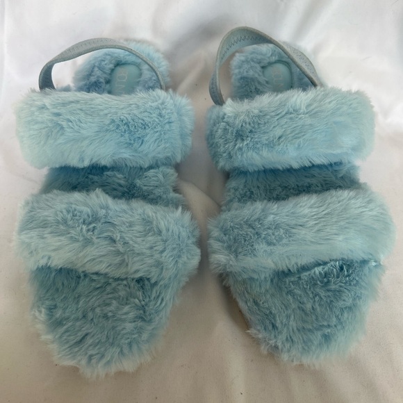 Abound Blue Furry Sling Back Slides Slippers 10 - Picture 2 of 8